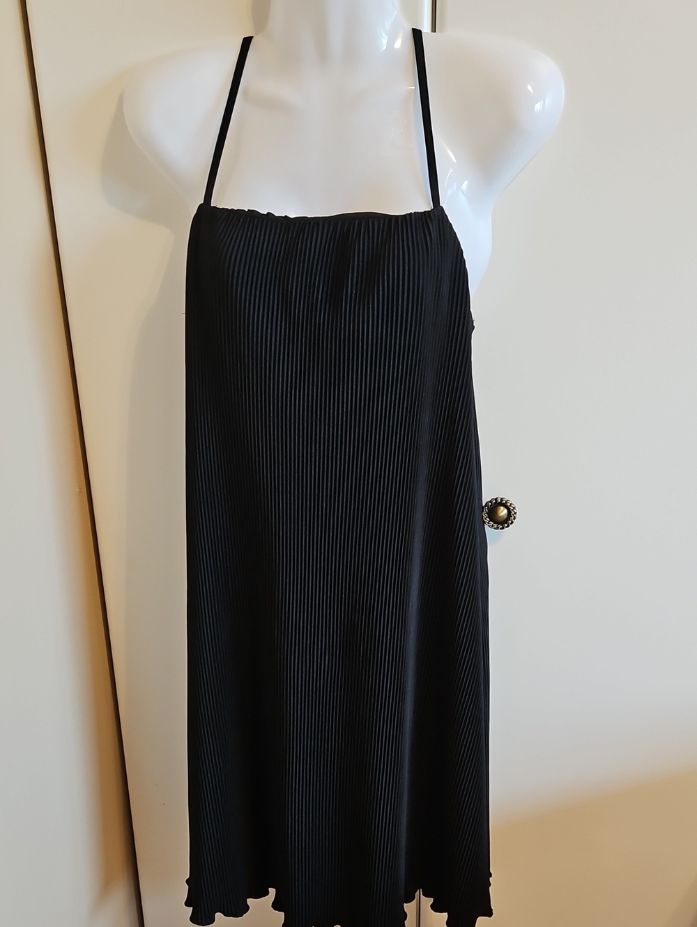 Zara Black Pleated Midi Dress - Women's